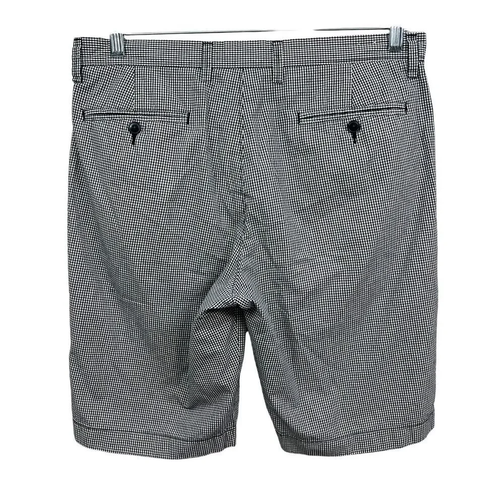 J. Crew Mens Bermuda Shorts Checkered Slash Pockets Black White Size W32*